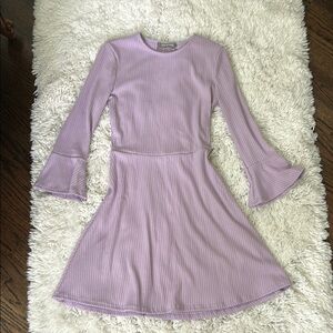 Urban Outfitters Purple Fit and Flare Dress Long Sleeve Crew Neck